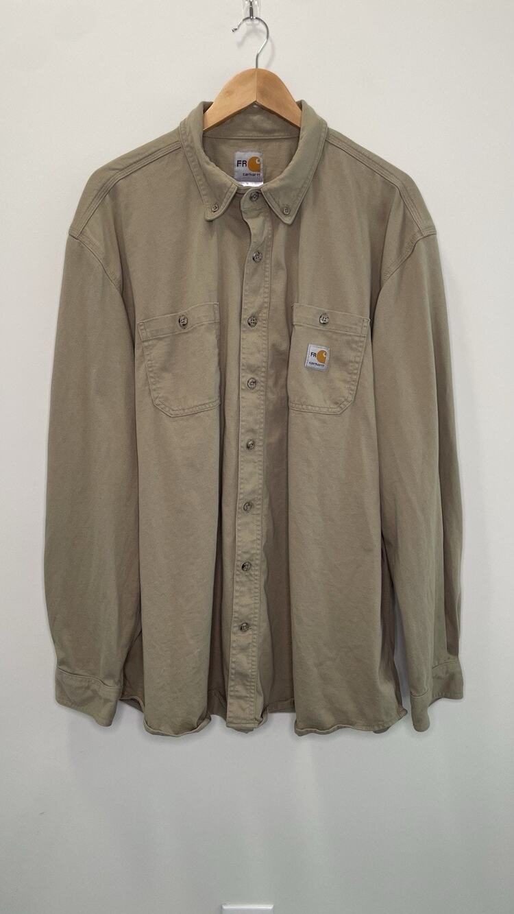 Carhartt FR Flame Resistant Shirt Khaki Force 2112 CAT 2 Button Up 101698 2XL